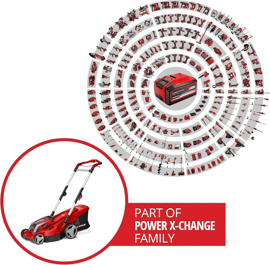 Cortacésped inalámbrico Einhell RASARRO 36/42 Kit Power X – Change 2026 (36 V, ancho de corte de 42 cm, hasta 725 m², sin escobillas, recogedor de césped de 50 L, función de mulching, incluye 2 baterías de 5,2 Ah + 1 cargador doble)