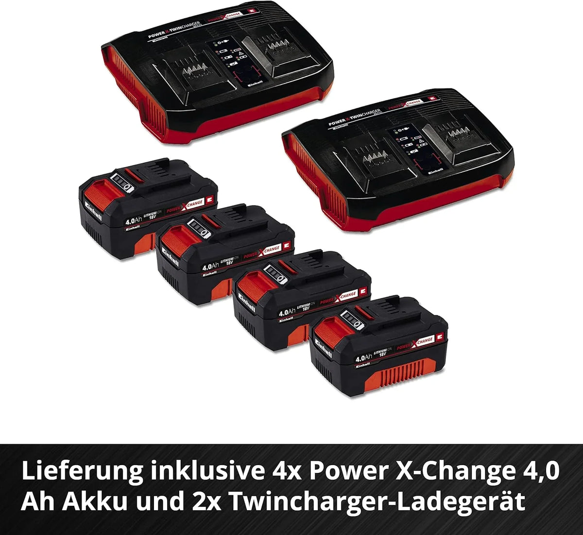 2026 Einhell Akku – Rasenmher GE – CM 36/47 S HW Li Kit Power X – Change (36 V, 47 cm de ancho, hasta 700 m, sin escobillas, tracción por radentro, depósito de 75 L, incluye 4 baterías de 4,0 Ah + 2 cargadores dobles)