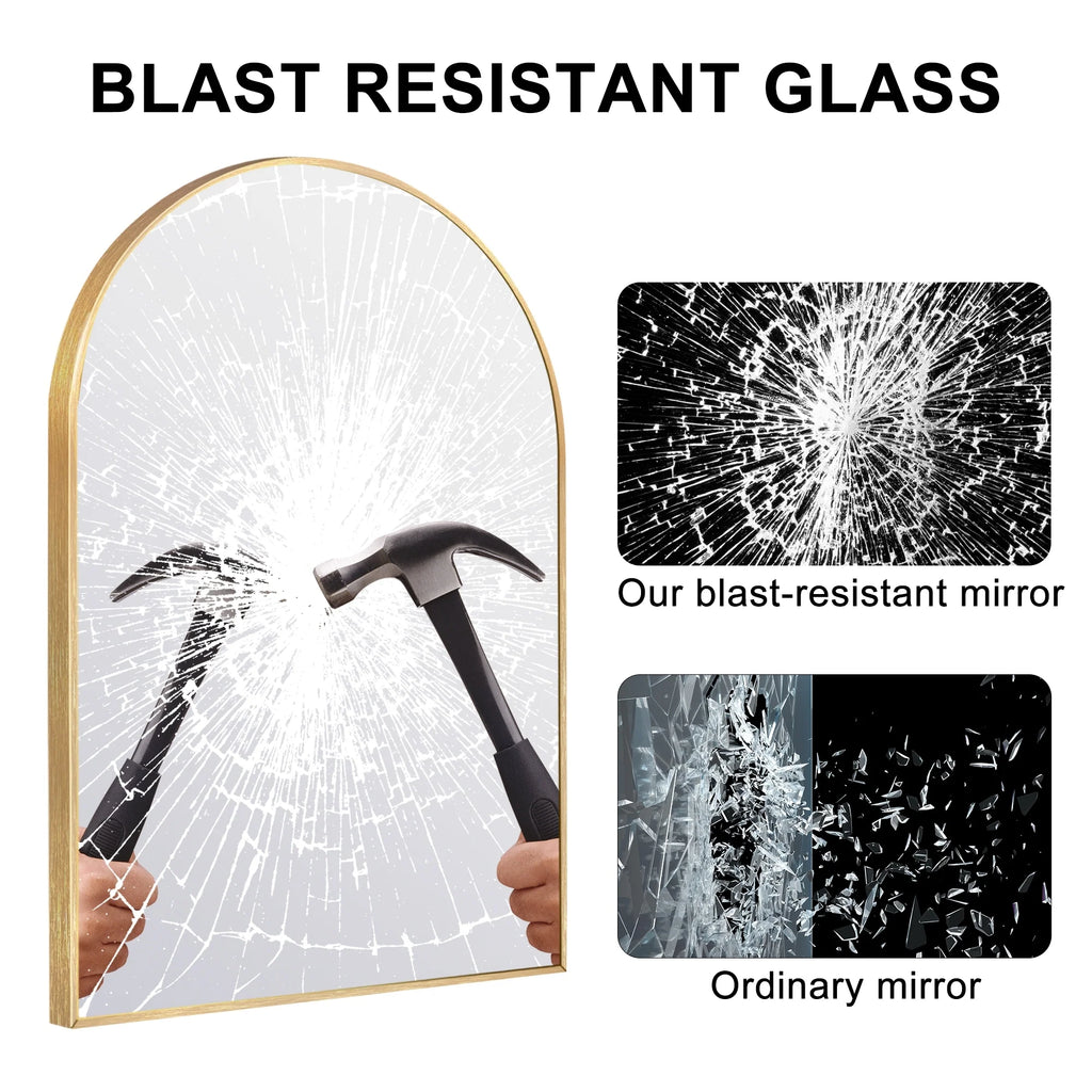 2026 Modern Arch Aluminum Bathroom Wall Mirror, Wall Mounted Vanity Mirror for Bathroom, Bedroom and Home Decor