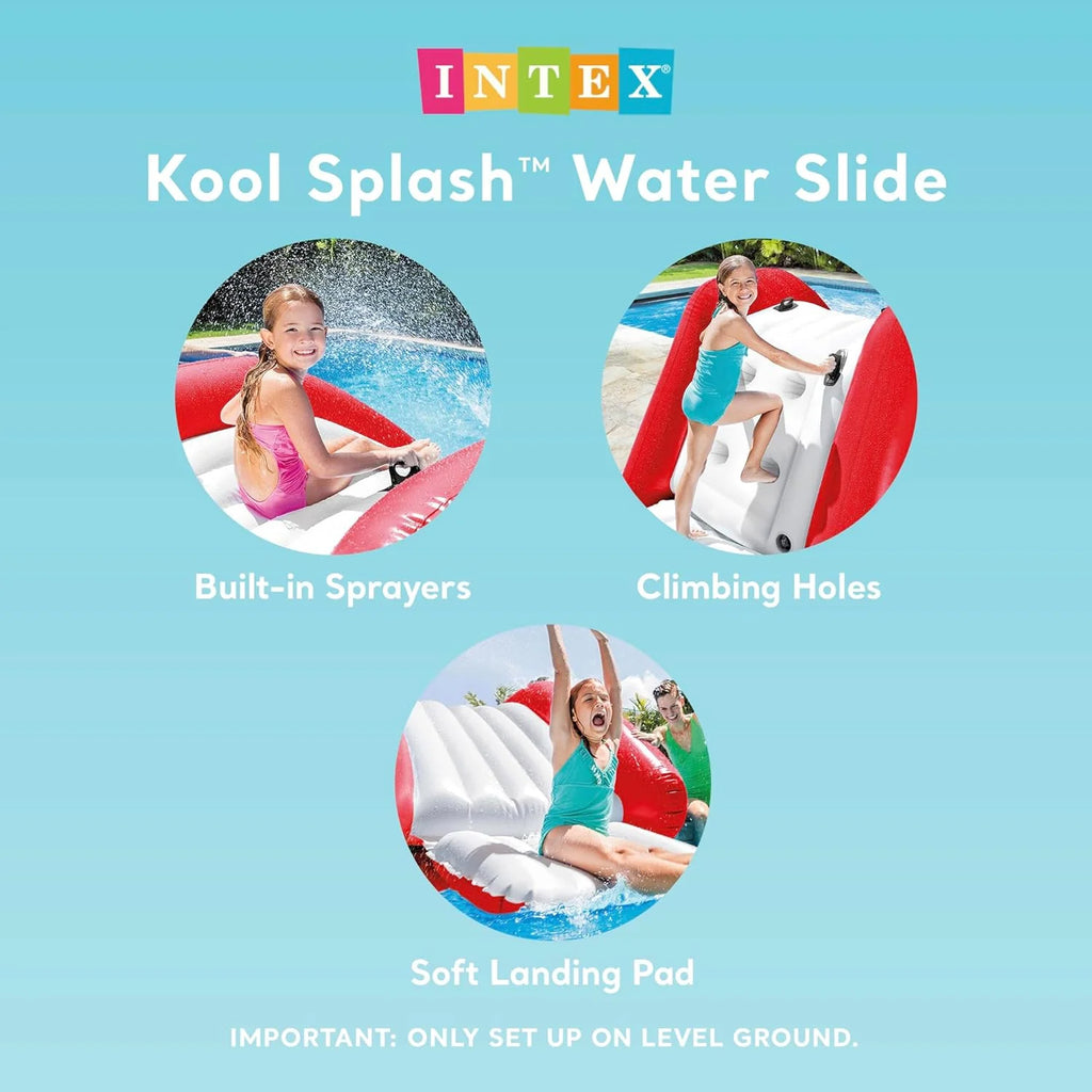 2026 Inflatable Water Slide Swimming Pool Play Center with Built in Sprayers for Kids and Adults, Ages 6 and Up, Blue