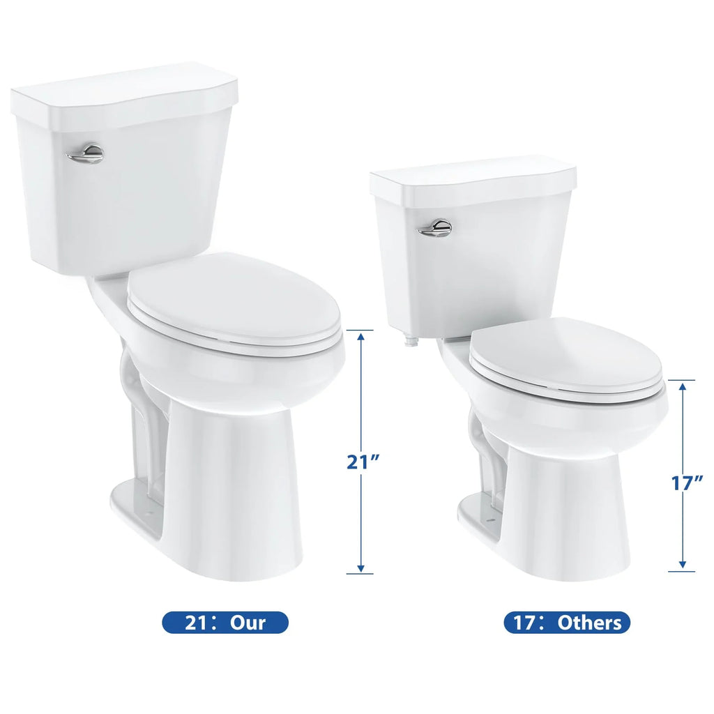 2026 21Toilet, Elongated Toilets for Bathrooms, Two-Piece Toilet with Soft Close Seat, 1.28 Siphonic Flush Toilet with Universal Height ADA Cotton White