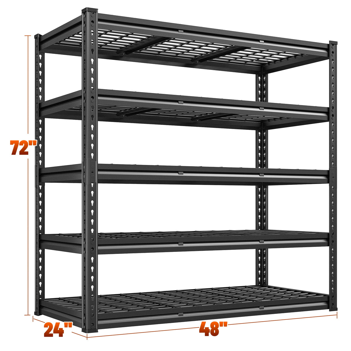 2026 REIBII 48" W Garage Shelving Units 5 Tier Storage Shelves Heavy Duty Adjustable Metal Utility Shelf-72" H x 48" W x 24" D