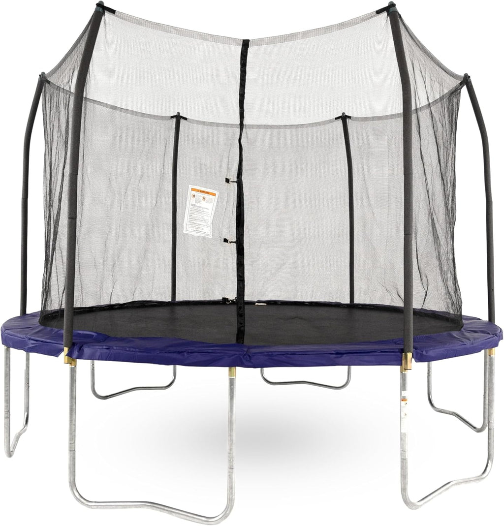 2026 A 12-foot-diameter circular trampoline with protective railings, equipped with spring pads