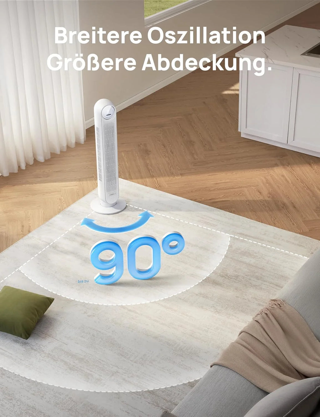 Ventilador de torre silencioso Dreo Smart 2026 de 20 dB, alcance de 10 m, 4 velocidades, 4 modos, temporizador de 8 horas, oscilación de 90° con función de refrigeración, WiFi y control remoto para dormitorio, Nomad OneS, blanco