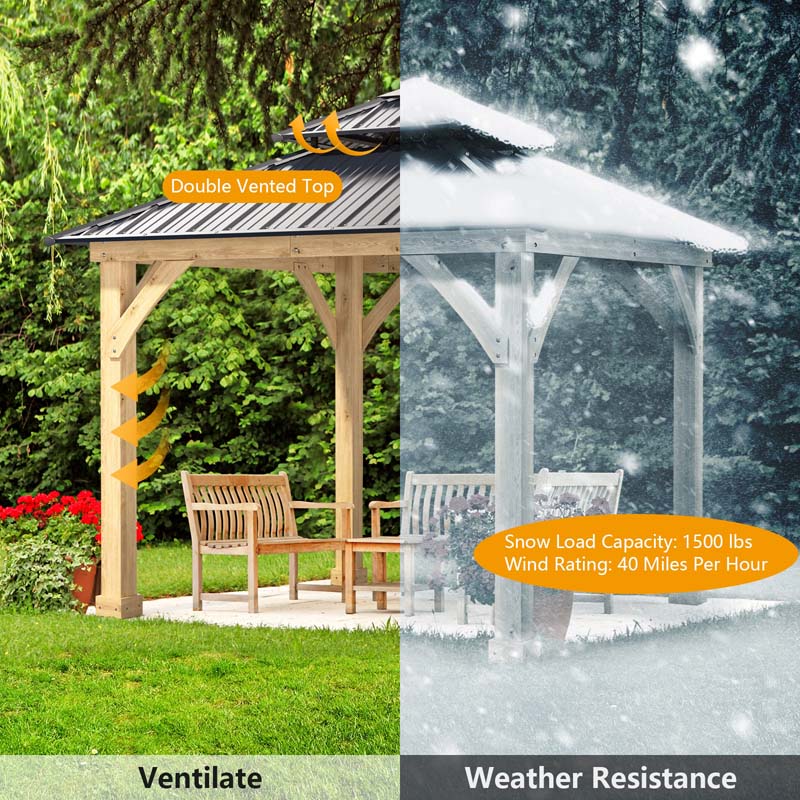 2026 10 X 10 Ft Outdoor Patio Hardtop Gazebo With Wood Frame Amp 2 Tier Metal Roof All Weather Gazebo Pergolas Shelter