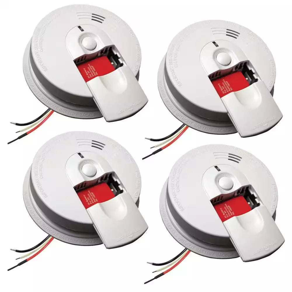 2026 i4618 4-Pack Hardwired Smoke Alarm with Ionization Sensor, 120V AC, 9V Battery Backup