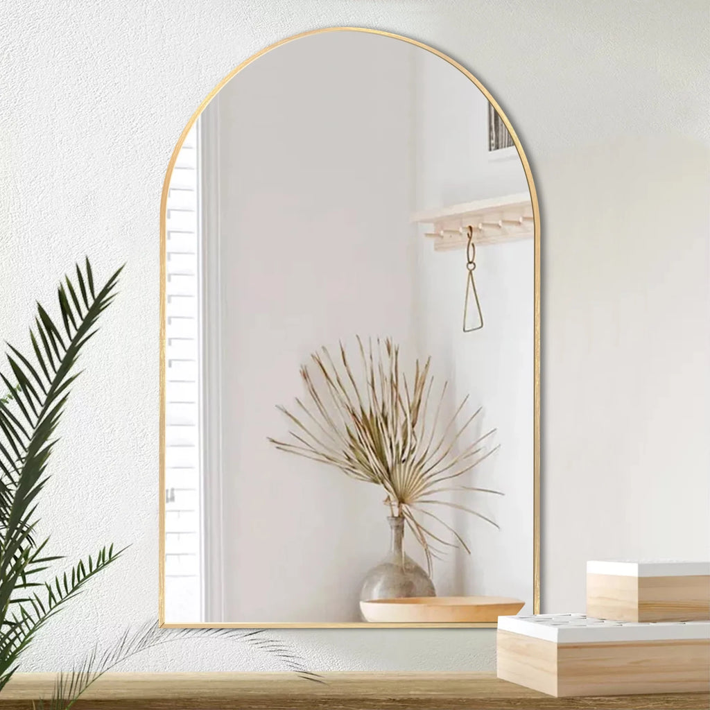 2026 Modern Arch Aluminum Bathroom Wall Mirror, Wall Mounted Vanity Mirror for Bathroom, Bedroom and Home Decor