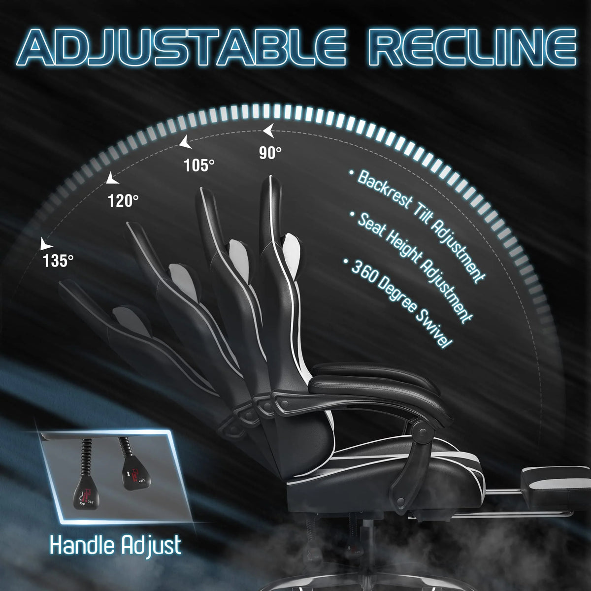 2026 Ergonomic Gaming Chair with Footrest and Massage Support, Reclining Computer Chair for Gaming Room and Home Office