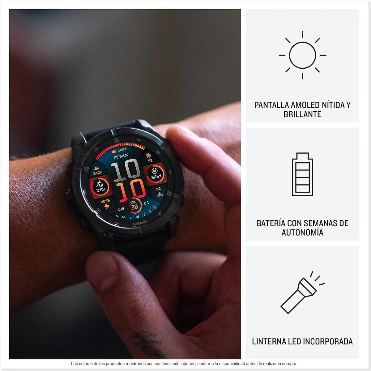 2026 Garmin fēnix 8 – 51mm – Reloj de Alto Rendimiento GPS Multideporte con Pantalla táctil AMOLED, Linterna LED, Altavoz y micrófono Integrados, Mapas y hasta 29 días de autonomía, Negro