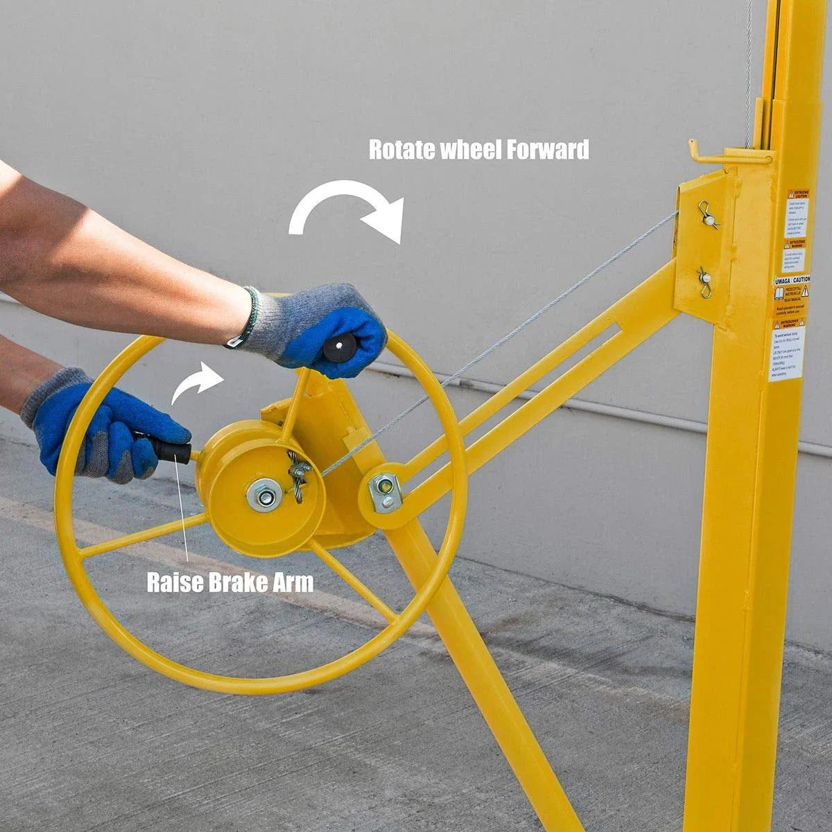 2026 Stark USA 65044 65044 Drywall Lift 11' Yellow Rolling Sheetrock Panel Hoist Jack