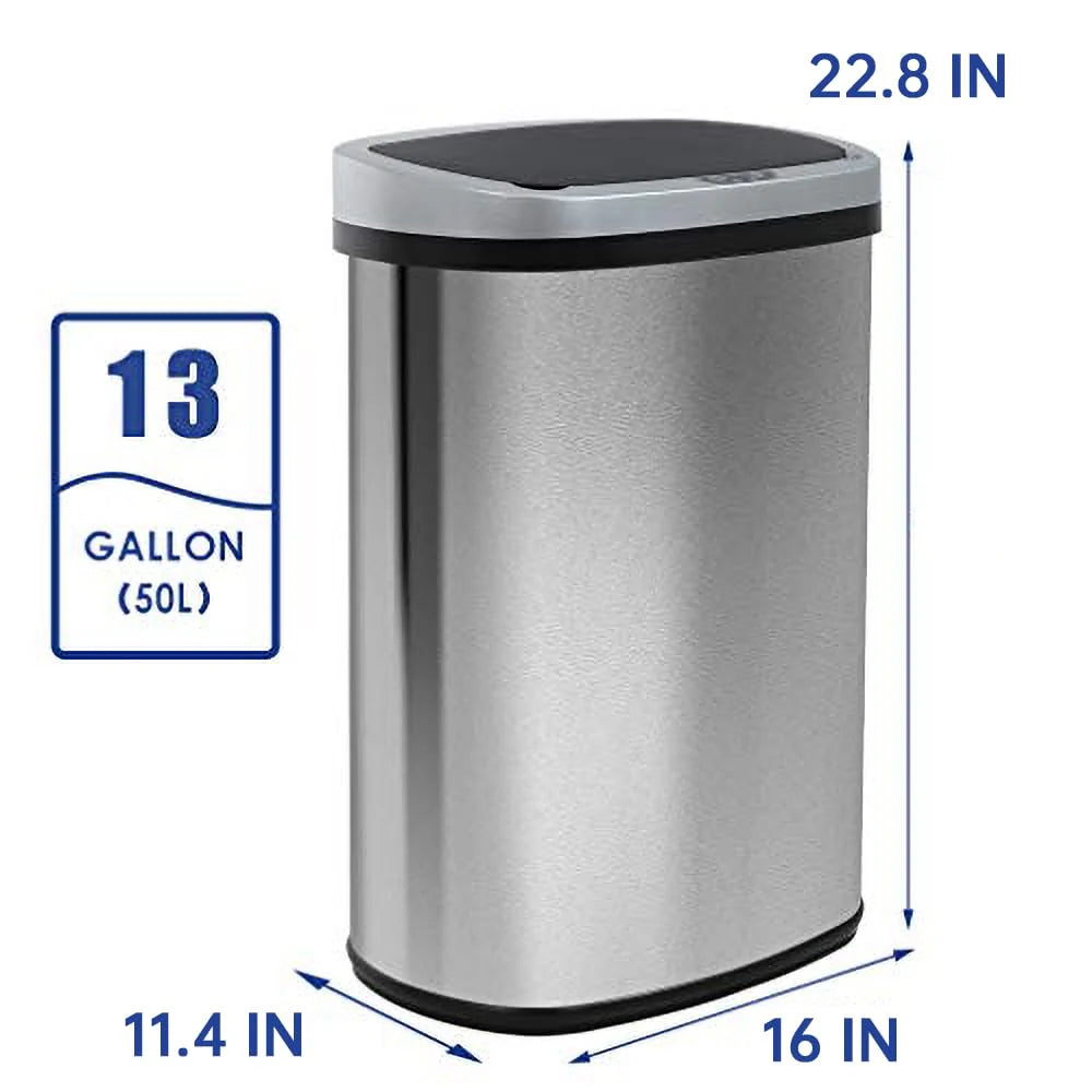 2026 13 Gallon Automatic Kitchen Trash Can with Lid, Touchless Motion Sensor Garbage Bin