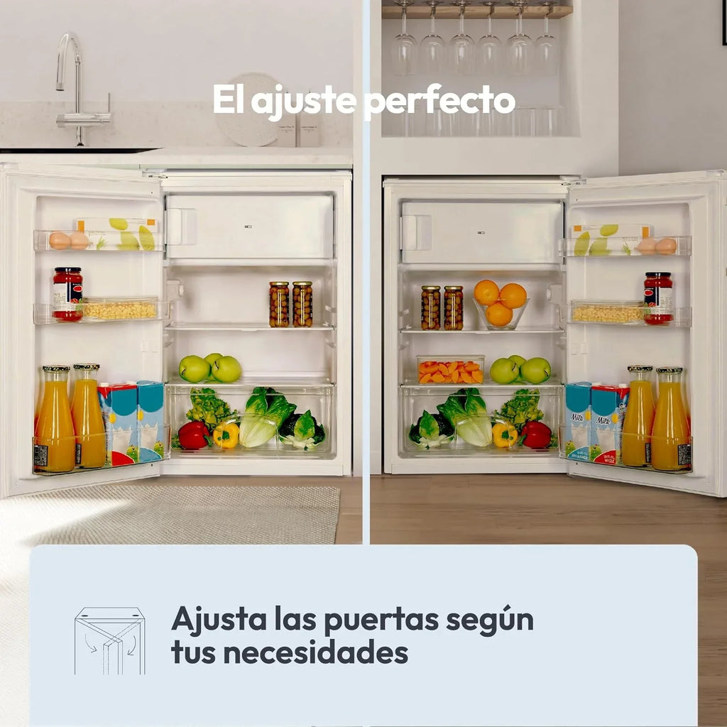 2026 Candy CCTOS 544WHN Frigorífico Mini con Congelador, Bajo Encimera, 40DB, Capacidad 109L, Cajón Verdulero, Temperatura Regulable, Luz LED, Puerta Reversible, Alto 85cm, Blanco