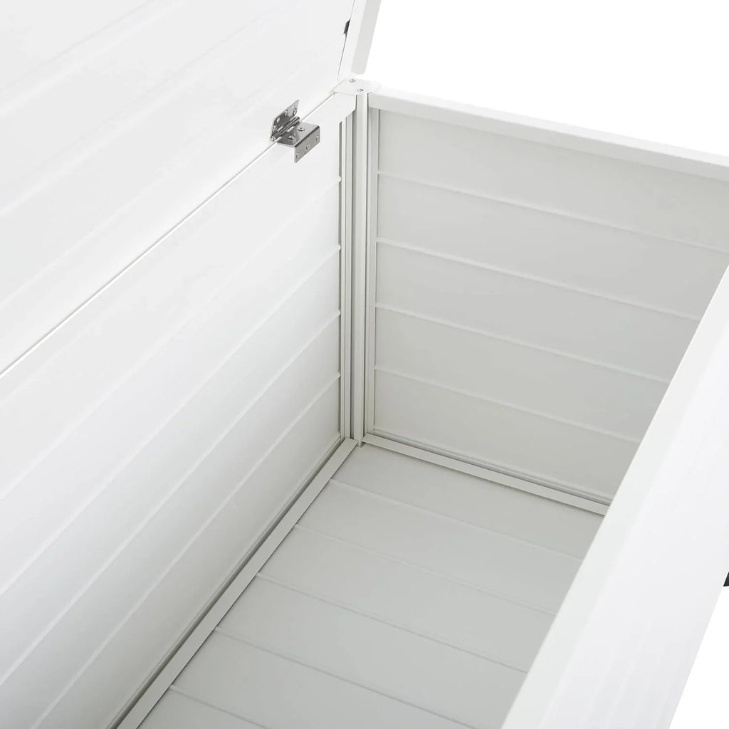 2026 Beliani Arcón para exterior de aluminio mueble de almacenaje de jardín blanco 113 x 50 cm Campalto