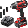 2026 Llave de impacto inalámbrica profesional Einhell IMPAXXO 18/450 (1x4.0Ah) Power X – Change (18 V, 450 Nm, sin escobillas, accionamiento cuadrado externo, incluye batería de 4 Ah, cargador y juego de vasos)
