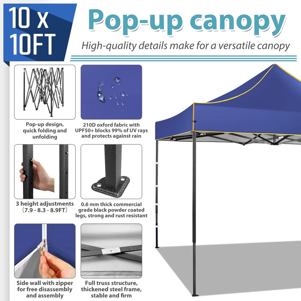 2026 SANOPY 10'x10' Pop up Canopy Tent Anti-UV Waterproof Outdoor Gazebo Instant Party Wedding Backyard Canopy Tent Shade Shelter for Backyard, Patio, Parties,Khaki