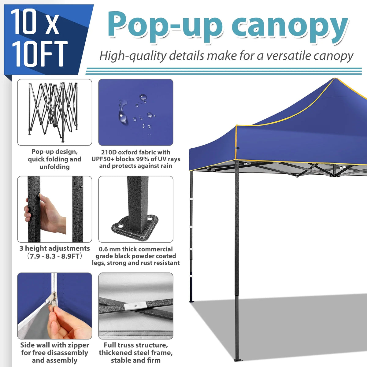 2026 SANOPY 10'x10' Pop up Canopy Tent Anti-UV Waterproof Outdoor Gazebo Instant Party Wedding Backyard Canopy Tent Shade Shelter for Backyard, Patio, Parties,Khaki