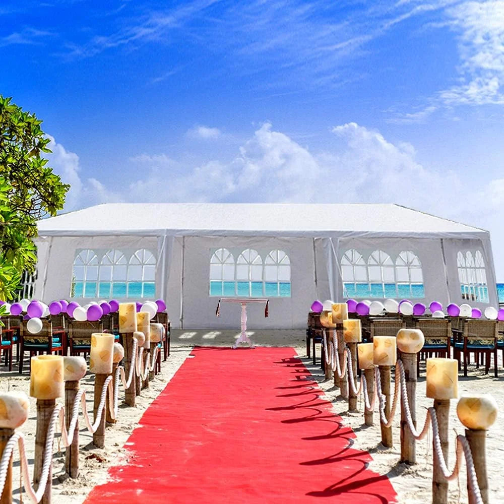 2026 10'x30' Outdoor Patio Wedding Party Tent Heavy Duty Canopy Tent Gazebo, Waterproof UV Protection Tent with Spiral Tubes White(8 Removable Sidewalls 2 Doors)