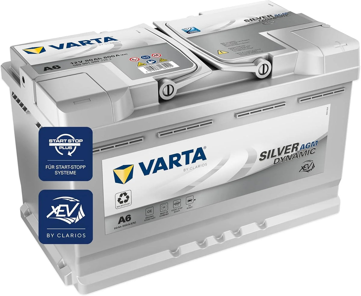 Batería VARTA Silver Dynamic AGM A6 2026 – Batería para vehículos Start – Stop y xEV 12V 80Ah 800A – Batería de arranque para vehículos con alta demanda de energía.