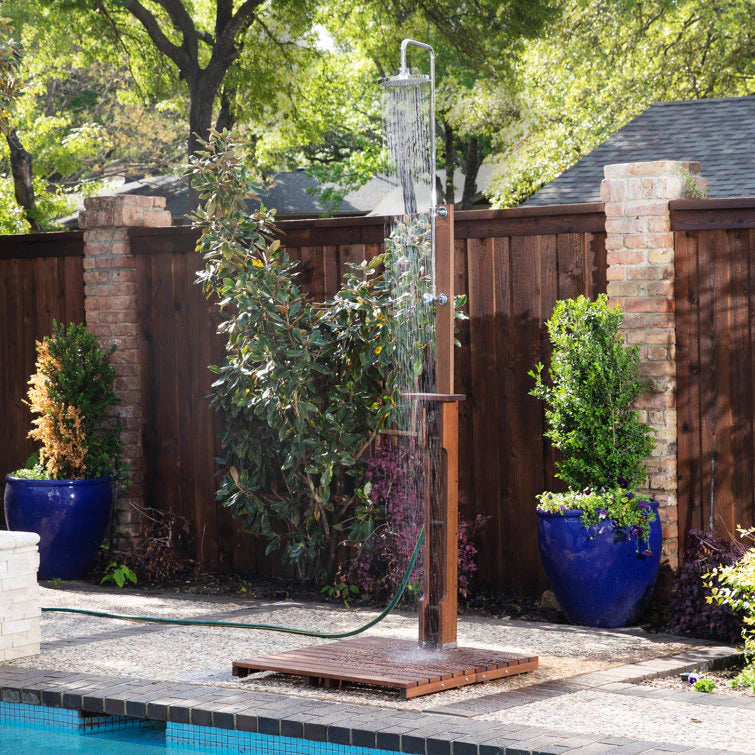 2026 94.5" H Stainless Steel Freestanding Outdoor Shower and Duckboard
