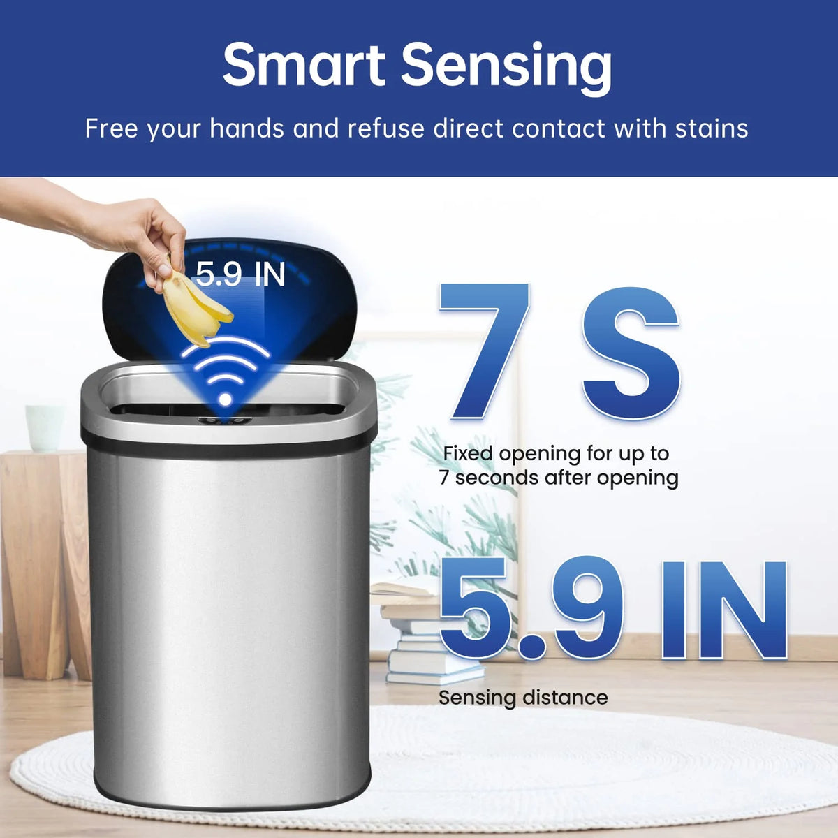 2026 13 Gallon Automatic Kitchen Trash Can with Lid, Touchless Motion Sensor Garbage Bin