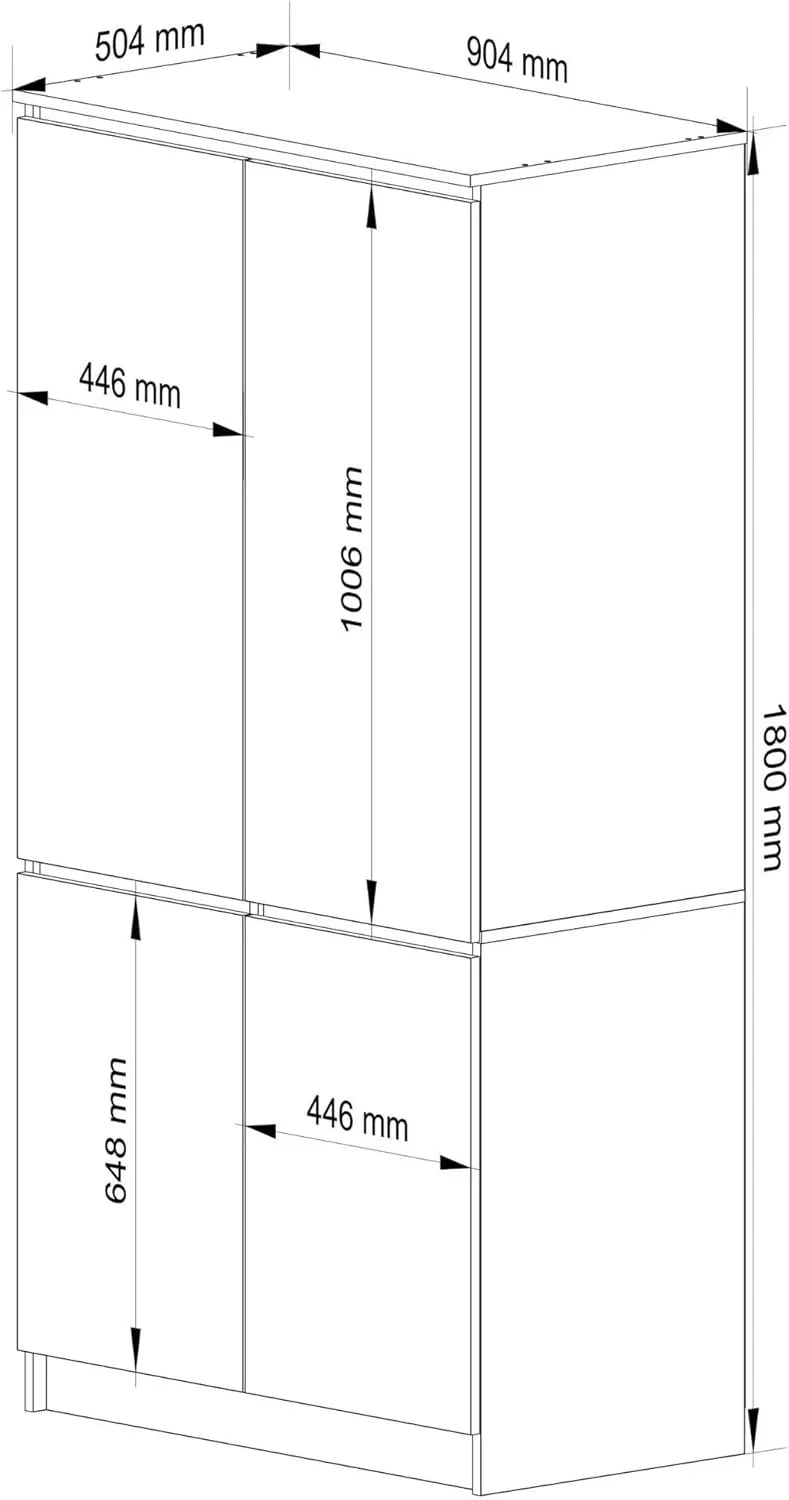 2026 Armario AKORD S90 Roble Artisan 90 cm 4 puertas frente en color Blanco 90x51x180 cm