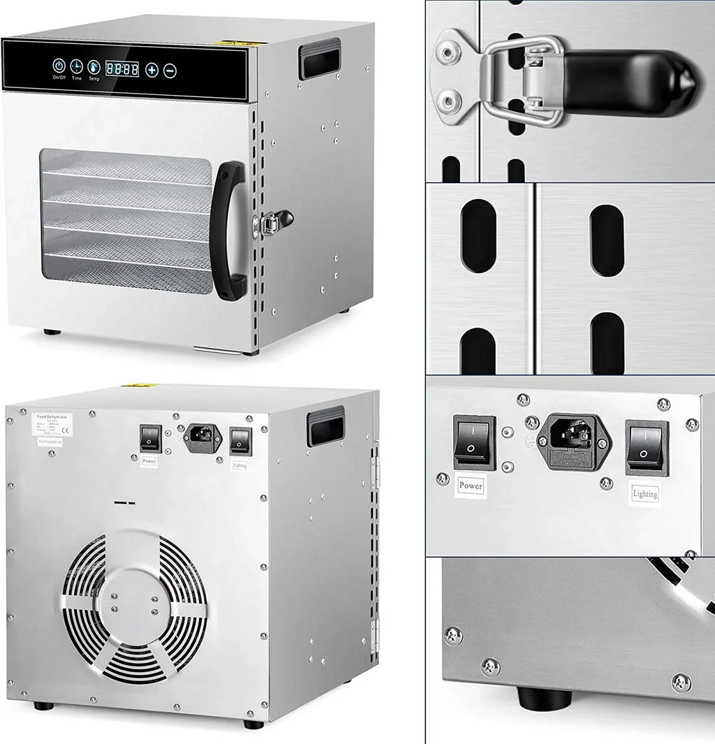 2026 Tray Food Dehydrator, Steel Fruit Dry Machine with 30 90∼C Adjustable Thermostat, 24hr Digital Timer