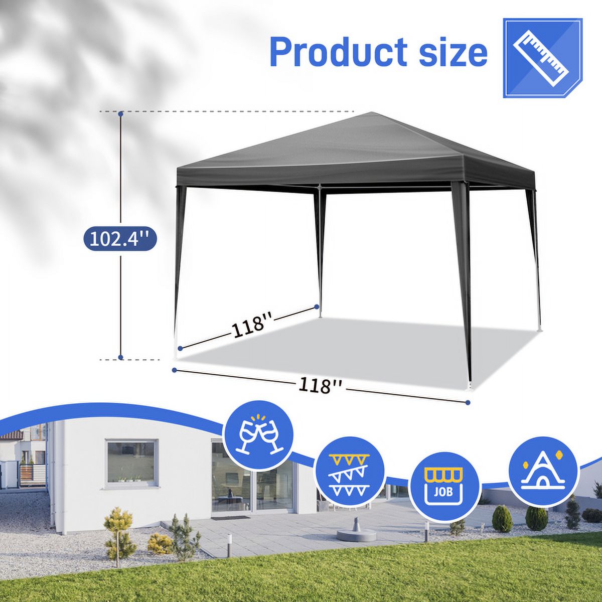 2026 Sythers 10'x10' Pop Up Canopy Tent with 4 Removable Sidewalls, Portable Gazebo, UV Resistant Waterproof, Enclosed Canopy Tent for Outdoor Events, Patio, Backyard, Party, BBQ, Camping, Black