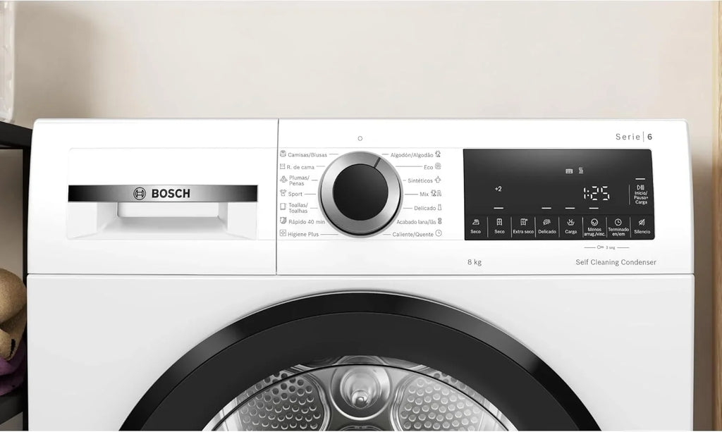 2026 Bosch – Secadora con bomba de calor, 8 kg, AutoDry, Antiarrugas, Media carga, Blanco, WQG235D1ES, Lanzamiento 2025