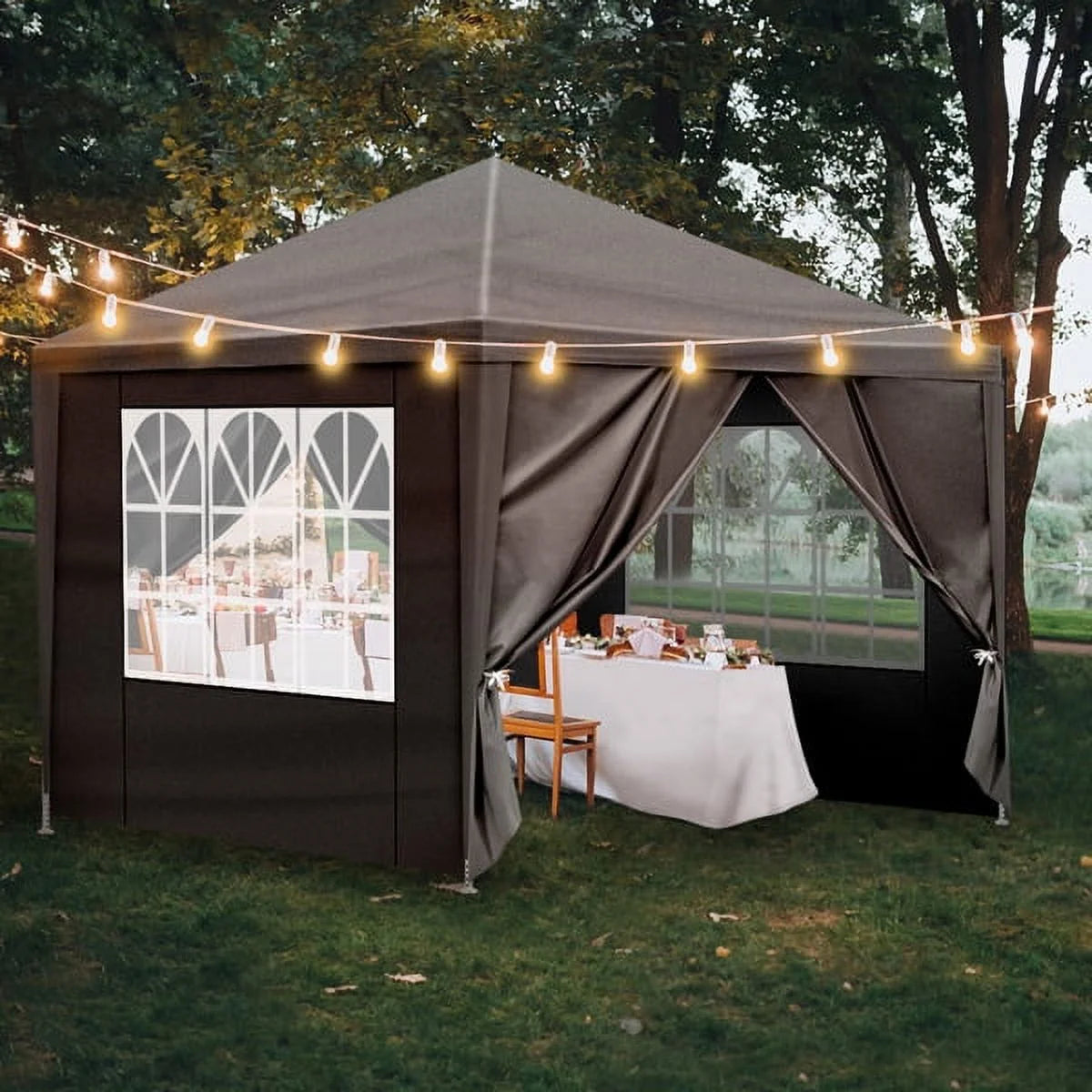 2026 Sythers 10'x10' Pop Up Canopy Tent with 4 Removable Sidewalls, Portable Gazebo, UV Resistant Waterproof, Enclosed Canopy Tent for Outdoor Events, Patio, Backyard, Party, BBQ, Camping, Black