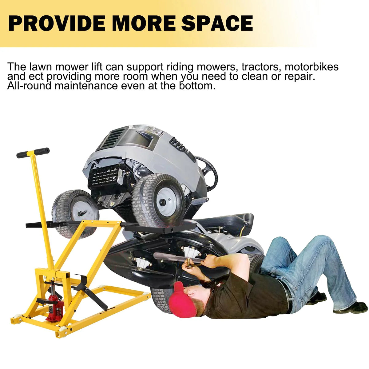 2026 Lawn Mower Lift with Hydraulic Jack, 26 Inches Lawn Mower Lift, Welded Solid Steel Construction, Weight Capacity 500 lbs, for Riding Lawn…