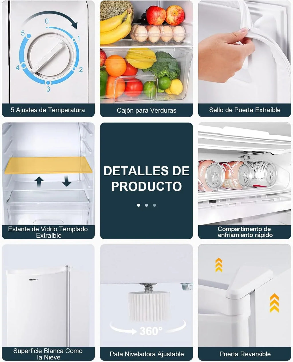 2026 Upstreman Frigorífico con Congelador, Nevera Pequeña 91L Compacta – Mini Frigorífico Blanco, Eficiencia Energética E, Silencioso, Ideal para Dormitorio, Oficina o Cocina Blanco – BR321