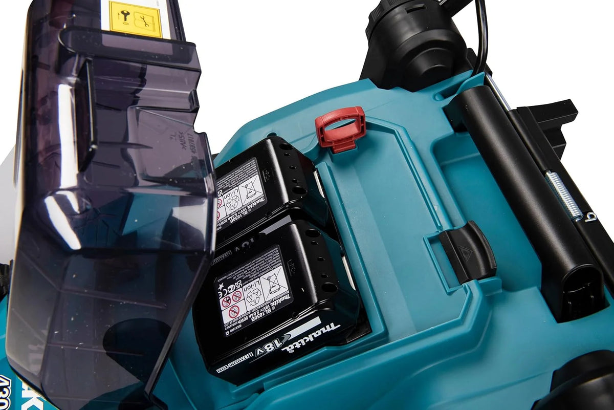 Cortacésped inalámbrico Makita DLM382PM2 2026, 2 baterías de 18 V / 4,0 Ah + cargador doble.