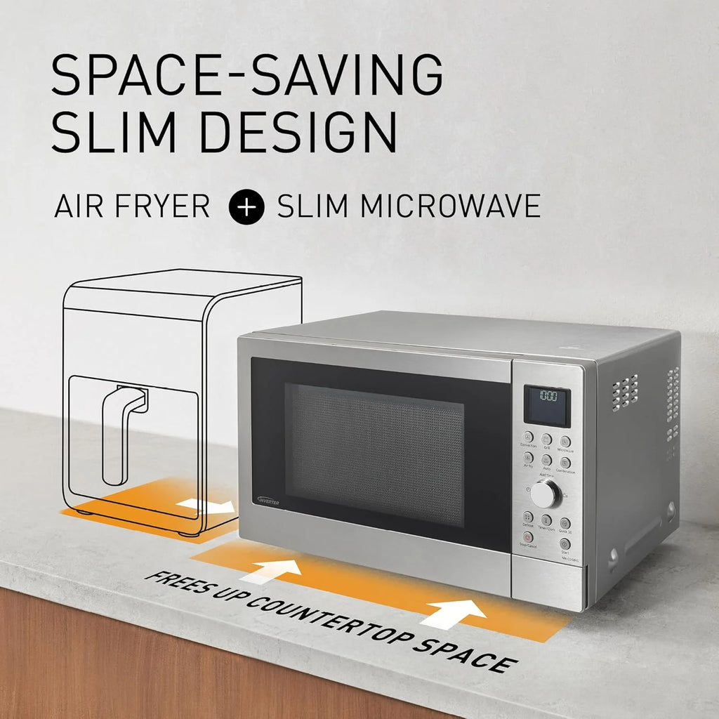 2026 Microondas combinado Panasonic NN – CD58RSEPG de 27 L, 4 en 1, con función de freidora de aire y cesta de cocción, inversor de 1000 W, grill de 1300 W, cocción con ventilador, 19 programas automáticos, acero inoxidable.