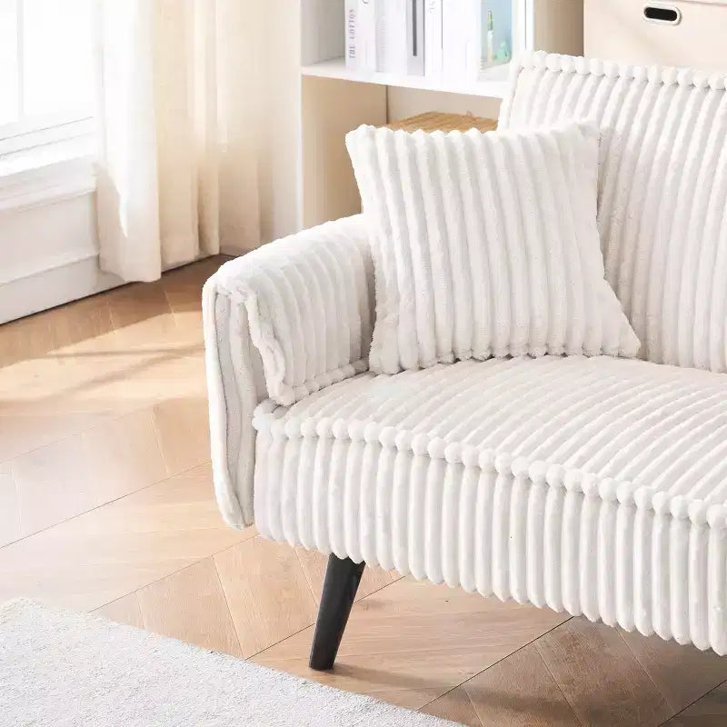 2026 Sofá cama de dos plazas convertible – Pana, respaldo ajustable y portavasos, 182,9 cm