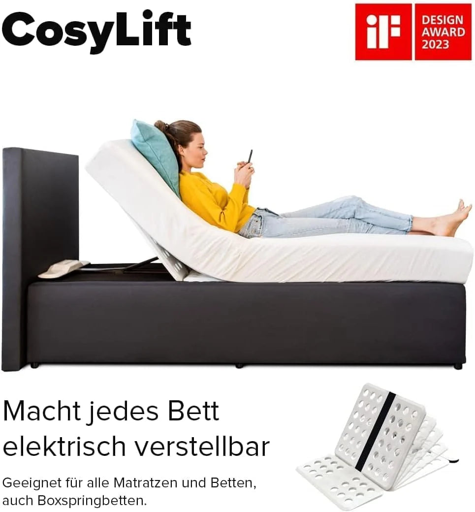 2026 COSYLIFT Base de cama de láminas, complemento para somier – Elevador ajustable eléctricamente para bases de cama de láminas y colchones, para todo tipo de camas y somieres – con motor y control manual