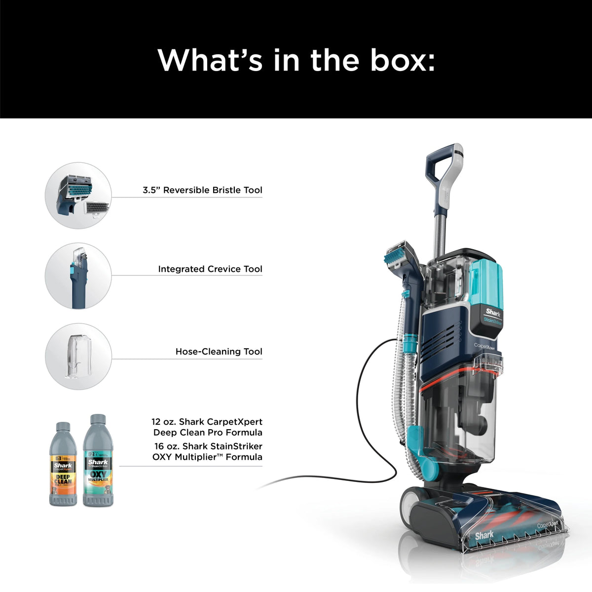2026 Shark CarpetXpert with StainStriker, Upright Carpet, Area Rug & Upholstery Cleaner for Pets, Built-in Spot & Stain Eliminator, Deep Cleaning & Tough Stain Removal, Carpet Shampooer, Navy, New,EX200