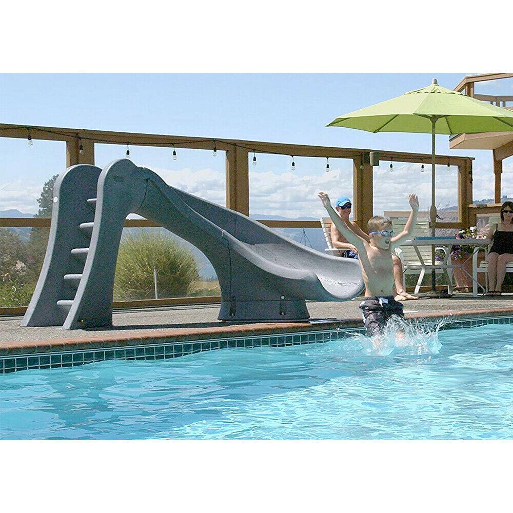 2026 Cyclone Right Curve Swimming Pool Slide, Gray Granite