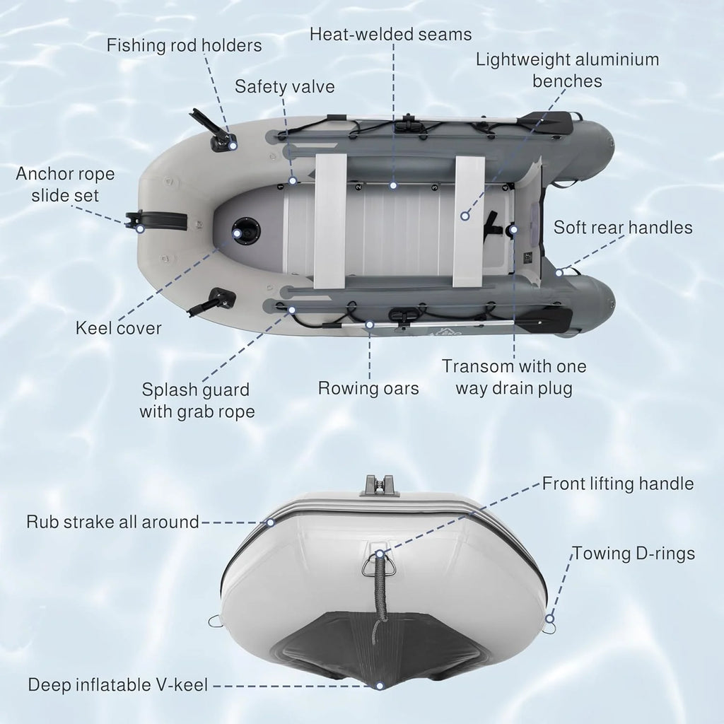 2026 Inflatable Boat | Yacht Dinghy Tender Raft | Multi Person Fishing Boat | Aluminum Floor Oars | Fishing Rod Holders | Heavy-duty Pvc | 2024…