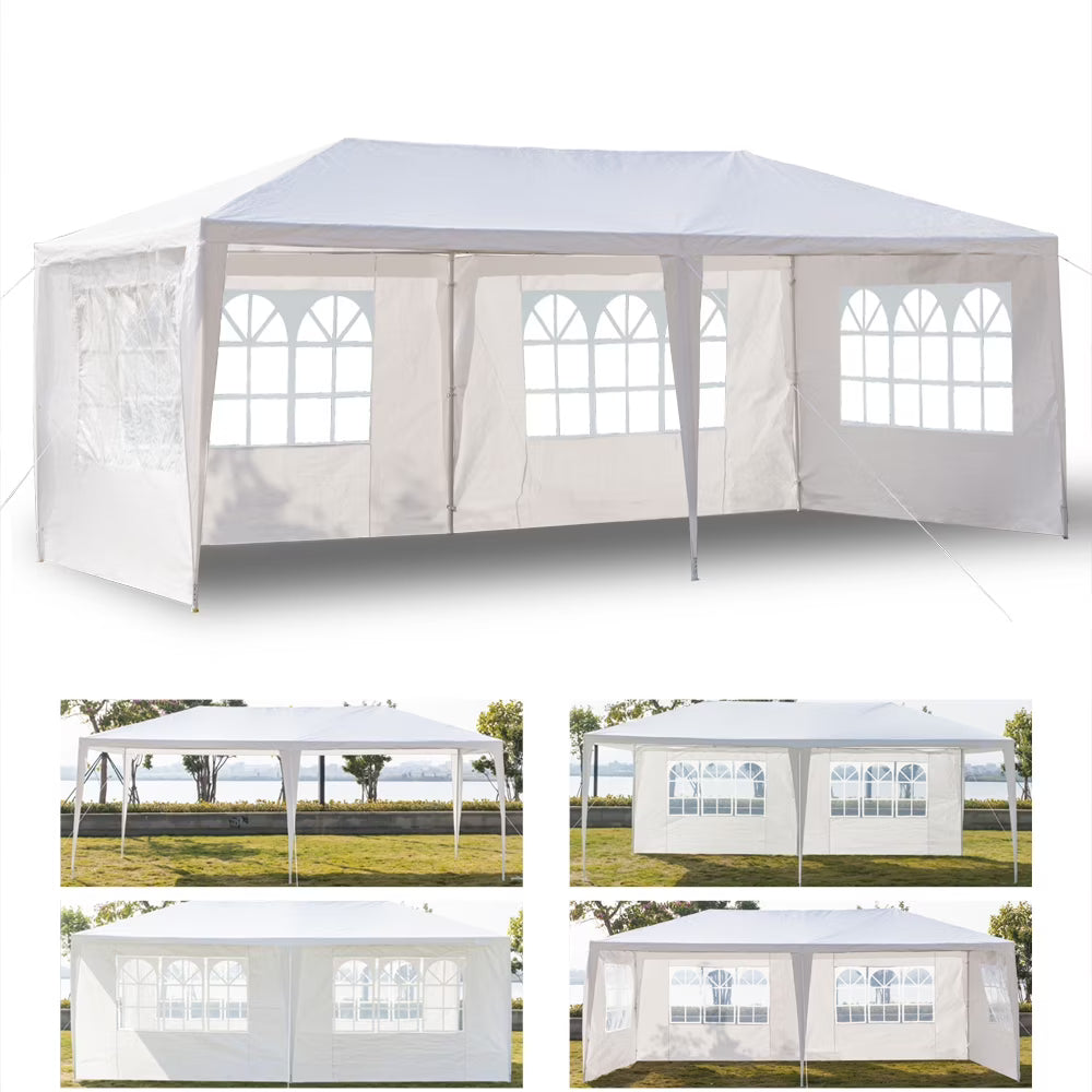 2026 10'X20' Outdoor Party Tent with 4 Removable Sidewalls, Waterproof Canopy Patio Wedding Gazebo, White