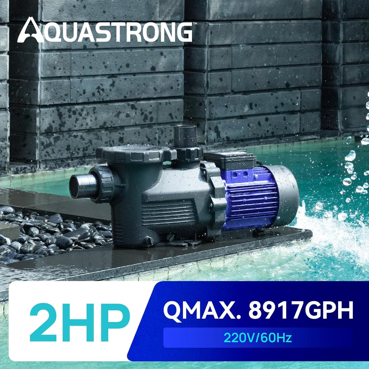2026 Aquastrong in Above Ground Pool Pump High Flow with Timer 2HP 8917 Gph 220V