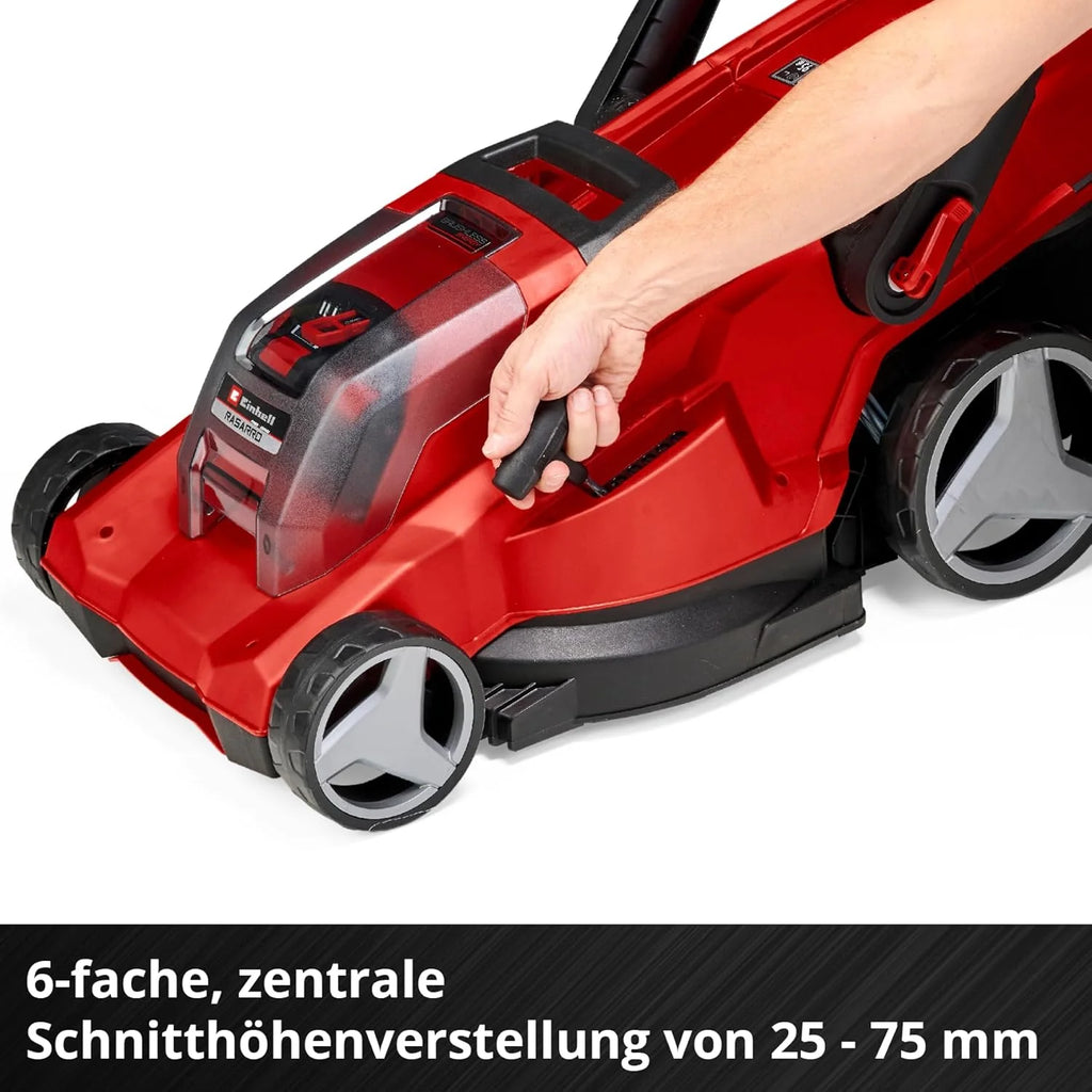 Cortacésped inalámbrico Einhell RASARRO 36/42 Kit Power X – Change 2026 (36 V, ancho de corte de 42 cm, hasta 725 m², sin escobillas, recogedor de césped de 50 L, función de mulching, incluye 2 baterías de 5,2 Ah + 1 cargador doble)