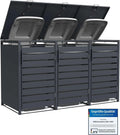 Caja para contenedores TREVANO de 3 compartimentos y 240 L (modelo 2026) – Tapa color antracita – Estructura de acero resistente – Cajas impermeables para 3 contenedores – Capacidad: 120 – 240 L