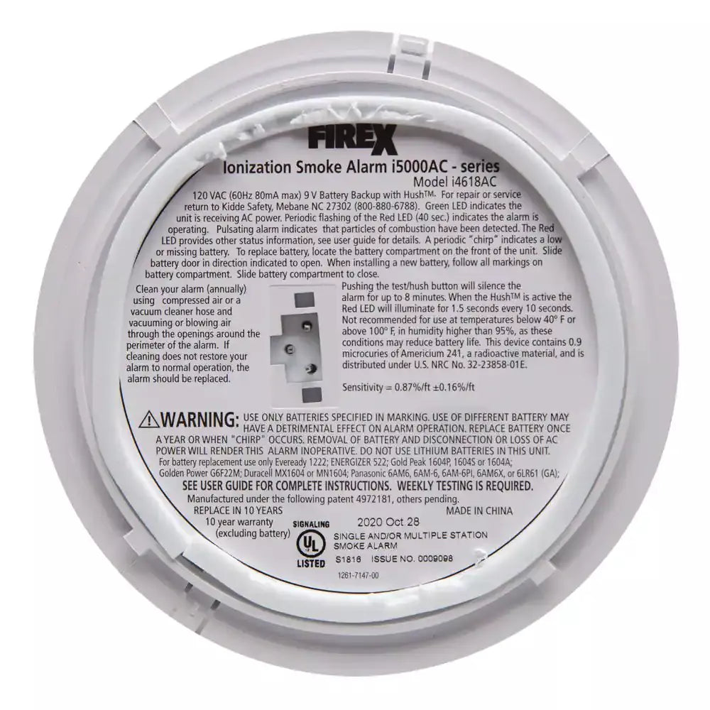 2026 i4618 4-Pack Hardwired Smoke Alarm with Ionization Sensor, 120V AC, 9V Battery Backup