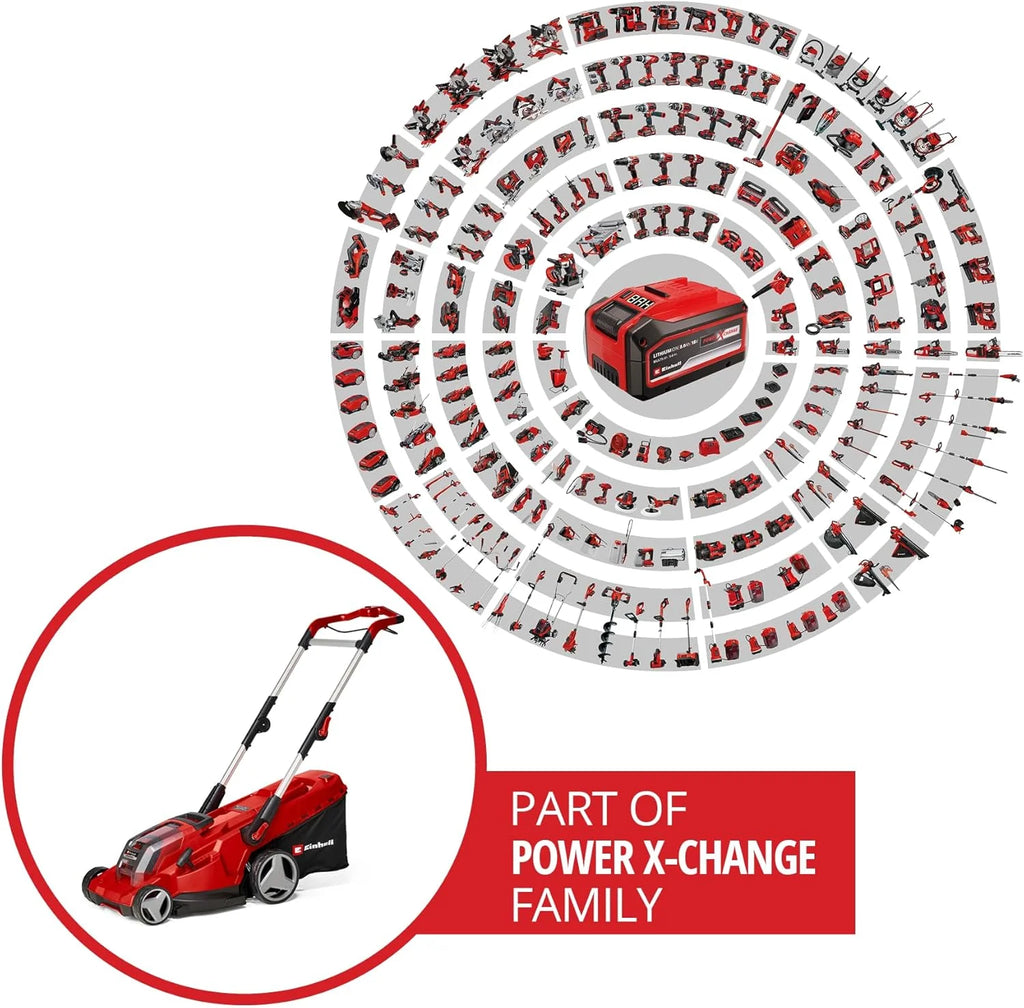 Cortacésped inalámbrico Einhell RASARRO 36/42 Kit Power X – Change 2026 (36 V, ancho de corte de 42 cm, hasta 725 m², sin escobillas, recogedor de césped de 50 L, función de mulching, incluye 2 baterías de 5,2 Ah + 1 cargador doble)