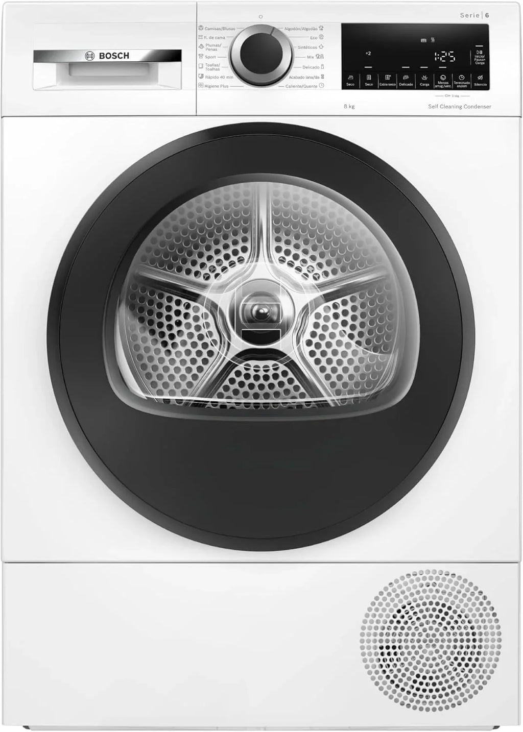 2026 Bosch – Secadora con bomba de calor, 8 kg, AutoDry, Antiarrugas, Media carga, Blanco, WQG235D1ES, Lanzamiento 2025