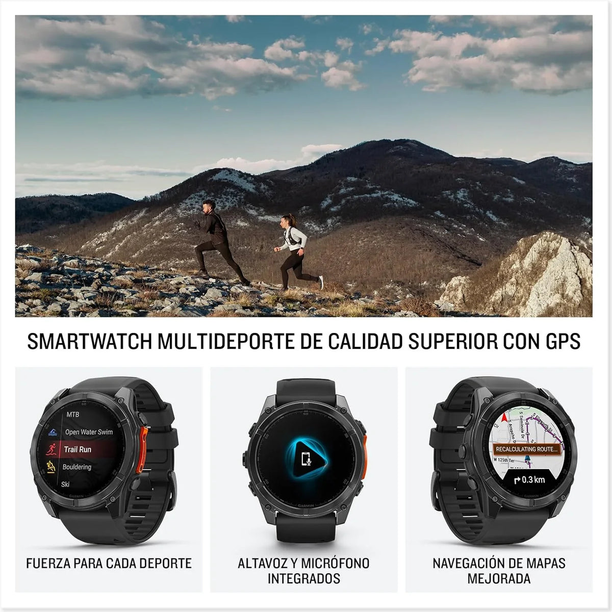 2026 Garmin fēnix 8 – 51mm – Reloj de Alto Rendimiento GPS Multideporte con Pantalla táctil AMOLED, Linterna LED, Altavoz y micrófono Integrados, Mapas y hasta 29 días de autonomía, Negro