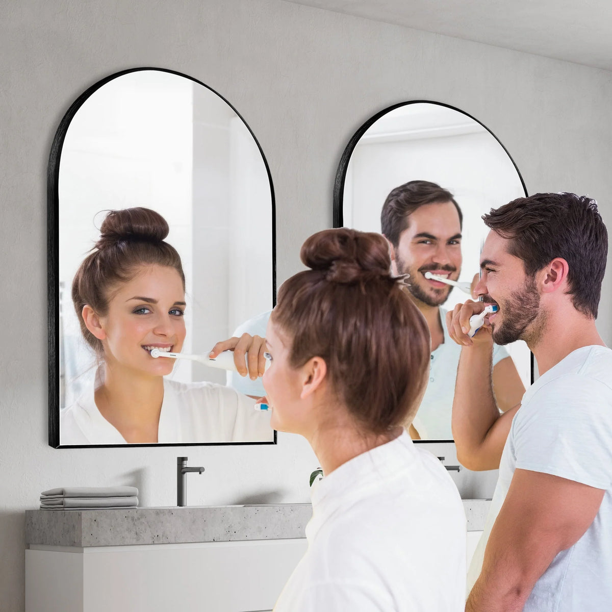 2026 Modern Arch Aluminum Bathroom Wall Mirror, Wall Mounted Vanity Mirror for Bathroom, Bedroom and Home Decor