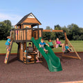 2026 Canyon Creek Cedar Wood Swing Set with Wave Slide, Clubhouse, Play Kitchen, Picnic Area, Belt Swings, Web Swing, Rock Wall, Balconies,…