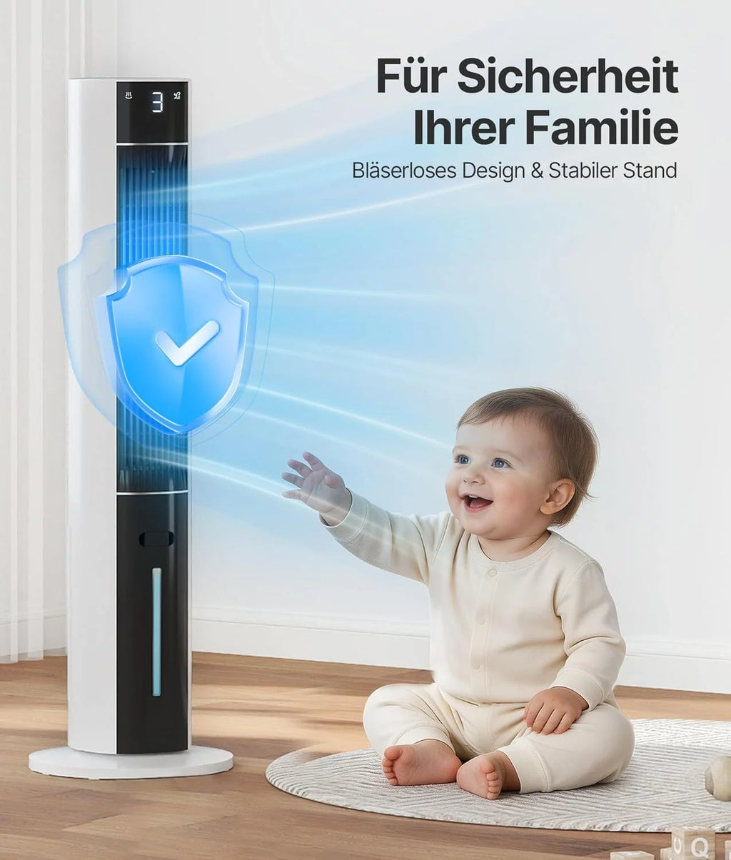 Ventilador de torre 2026 con enfriador de aire por agua – Aire acondicionado portátil sin manguera de escape, ventilador silencioso, 3 modos – Temporizador de 12 horas – Aroma – Control remoto, para habitaciones y apartamentos