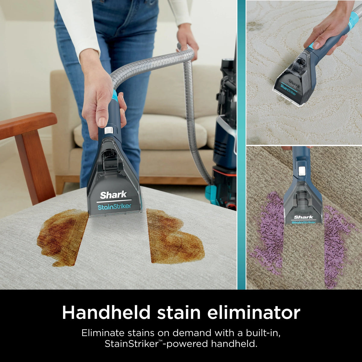 2026 Shark CarpetXpert with StainStriker, Upright Carpet, Area Rug & Upholstery Cleaner for Pets, Built-in Spot & Stain Eliminator, Deep Cleaning & Tough Stain Removal, Carpet Shampooer, Navy, New,EX200